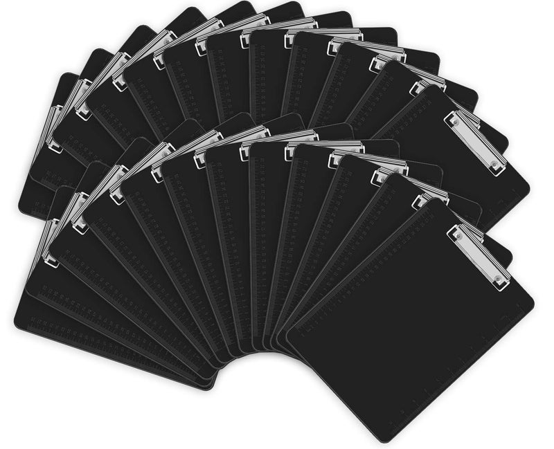 HERKKA 25 Pack Plastic Clipboards  Black  A4 Letter Size  12.5 x 9 Inch - Image 1